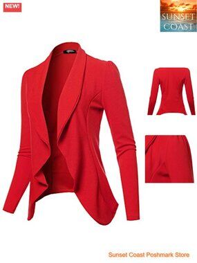 Women's Stretch Blazer Notch Lapel Work Office Jacket